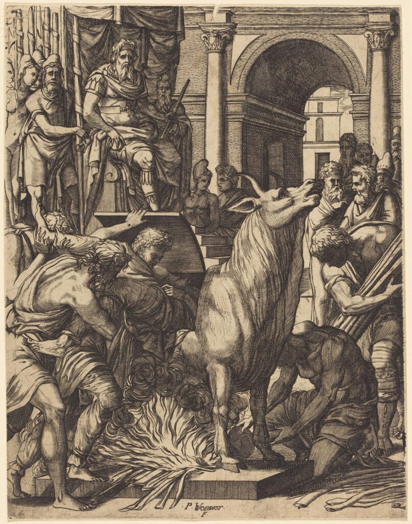 ภาพวาดการประหารชีวิต The Brazen Bull ในหอศิลป์